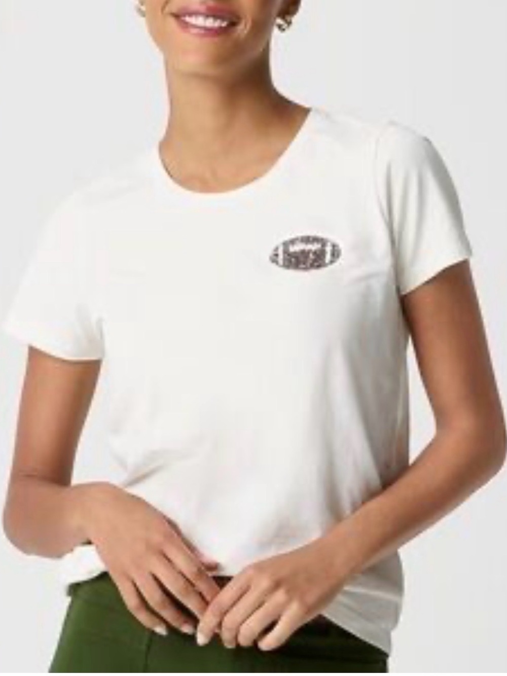 J. Crew collector tee sequin football Cream Short-Sleeve Logo Tee